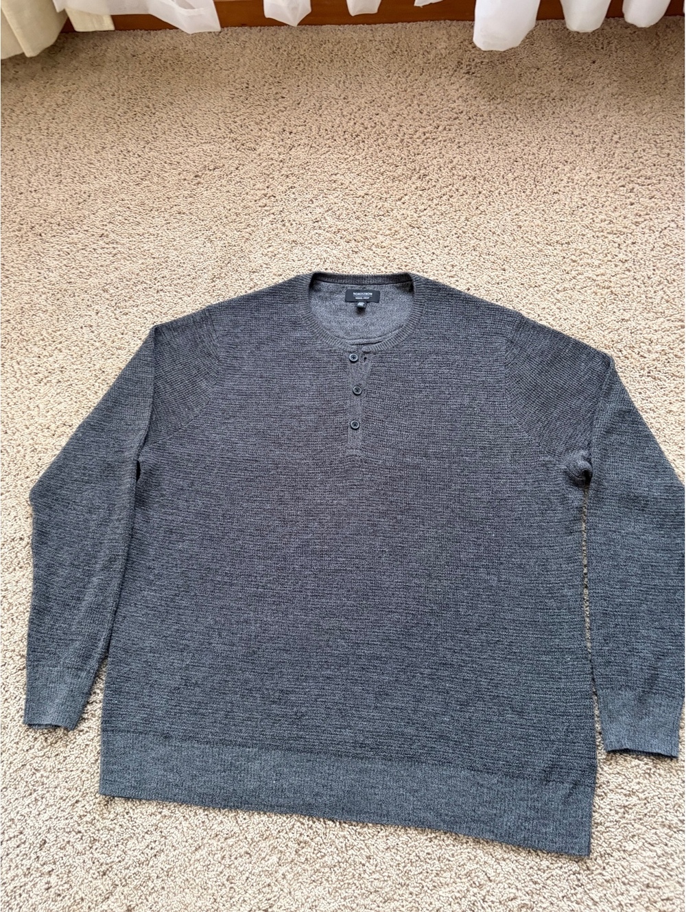 Nordstrom Men’s Shop Gray Henley Sweater XXL Heather Kni 3-Button Long Sleeve